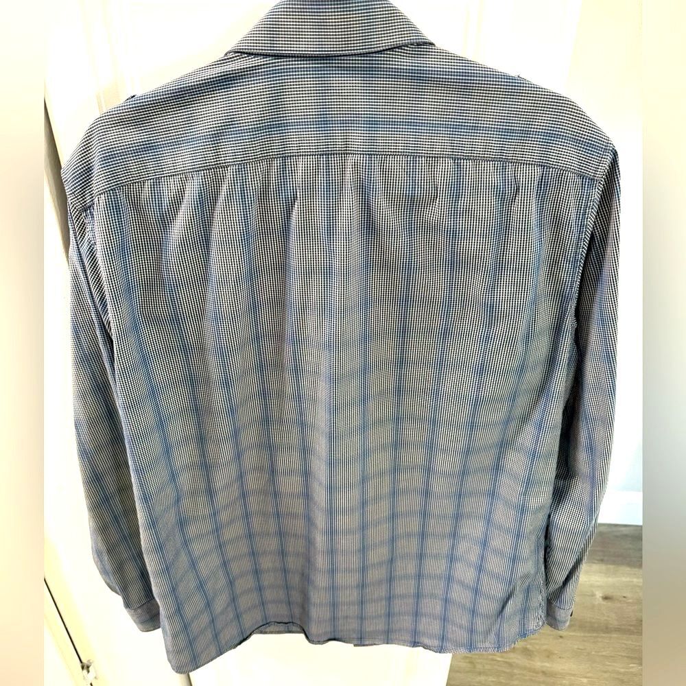 Banana Republic Western Cowboy Long Sleeve button-down Shirt Blue Grey Large - Picture 3 of 5